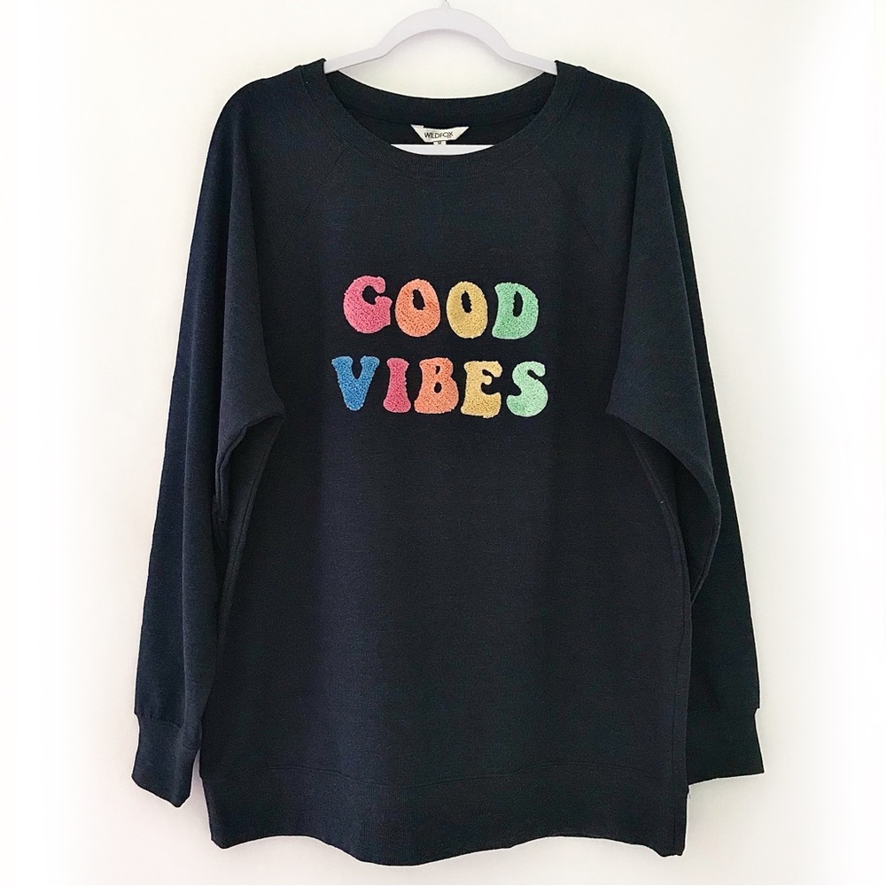 WILDFOX Good Vibes Crew Neck Sweatshirt Navy Blue - Picture 3 of 12
